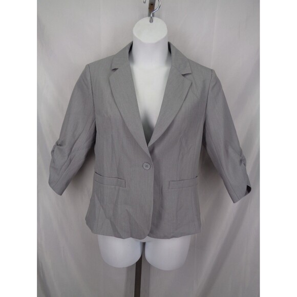 Elleven Jackets & Blazers - Elleven Gray Ruched 3/4 Sleeve Blazer Jacket Size Medium New